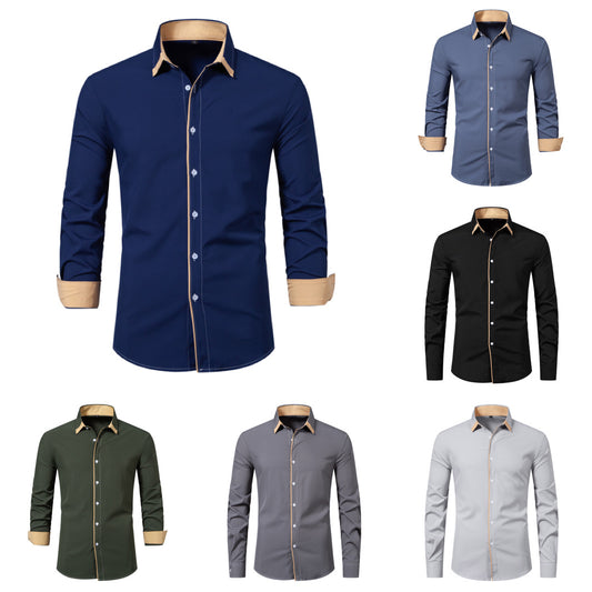 Men's Multi-Colour Casual Shirt – Long Sleeve, European/American Style